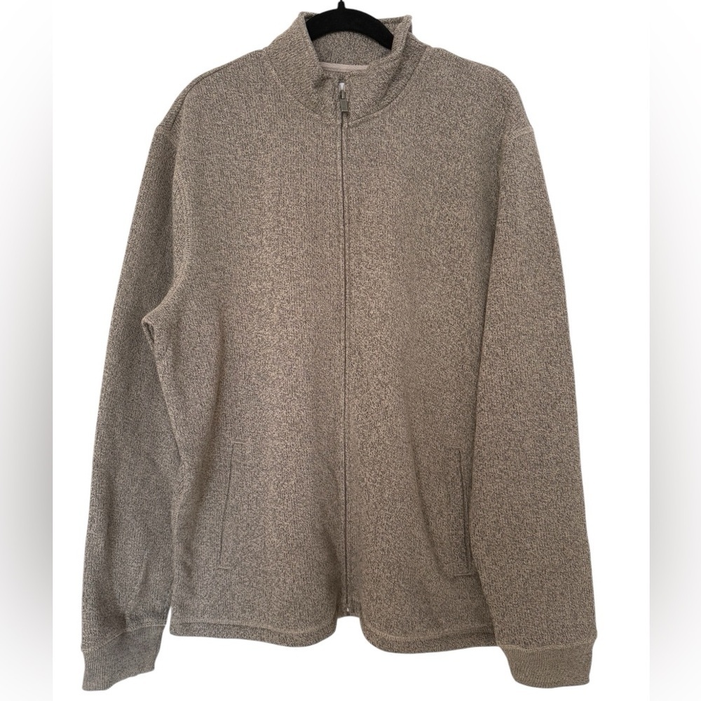 SONOMA Men’s Heathered Light Brown Sweater Fleece Full Zip Jacket - Size XL -NWT
